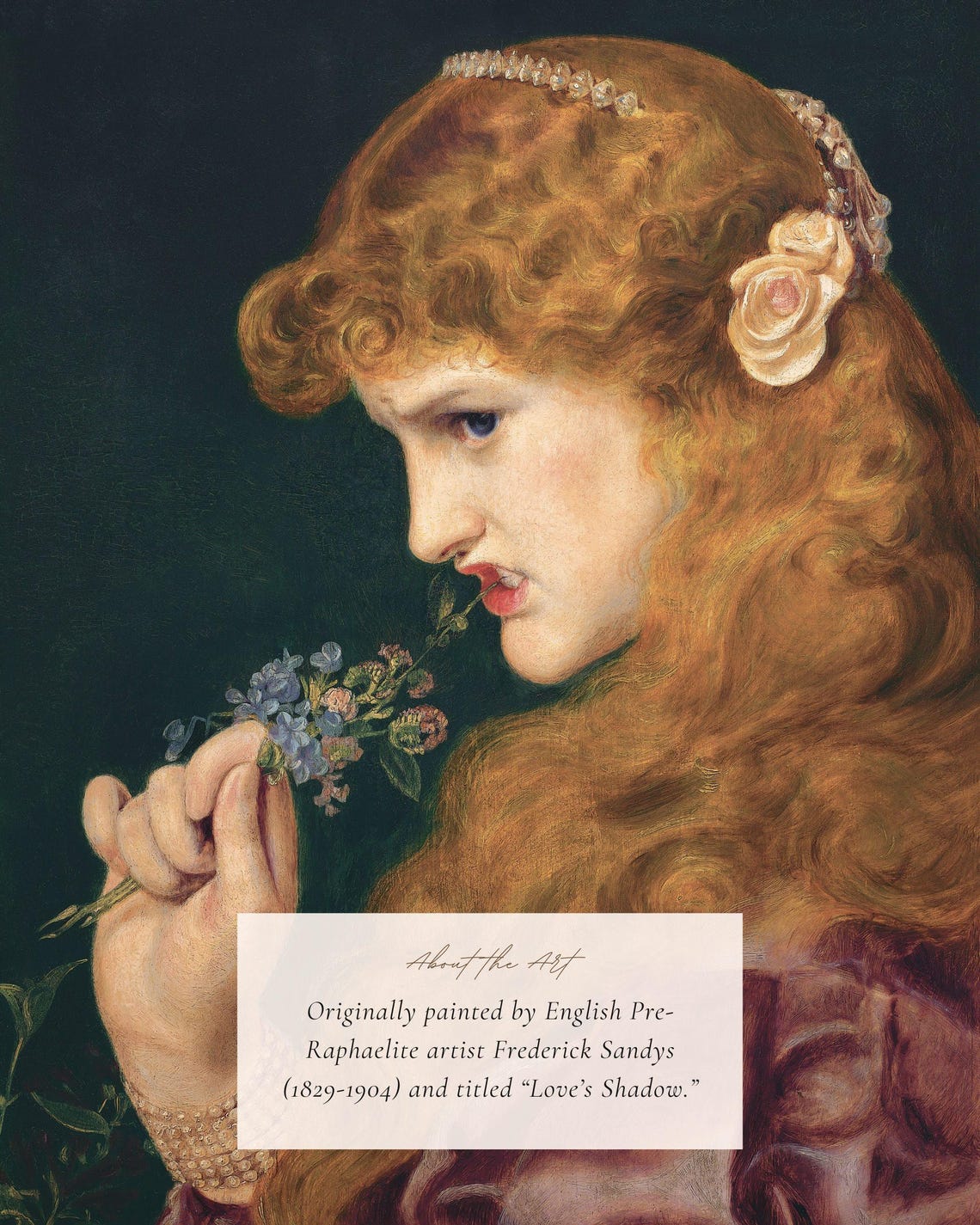 Pre Raphaelite Woman With Flowers Vintage Portrait Print Romantic Art - Image 2