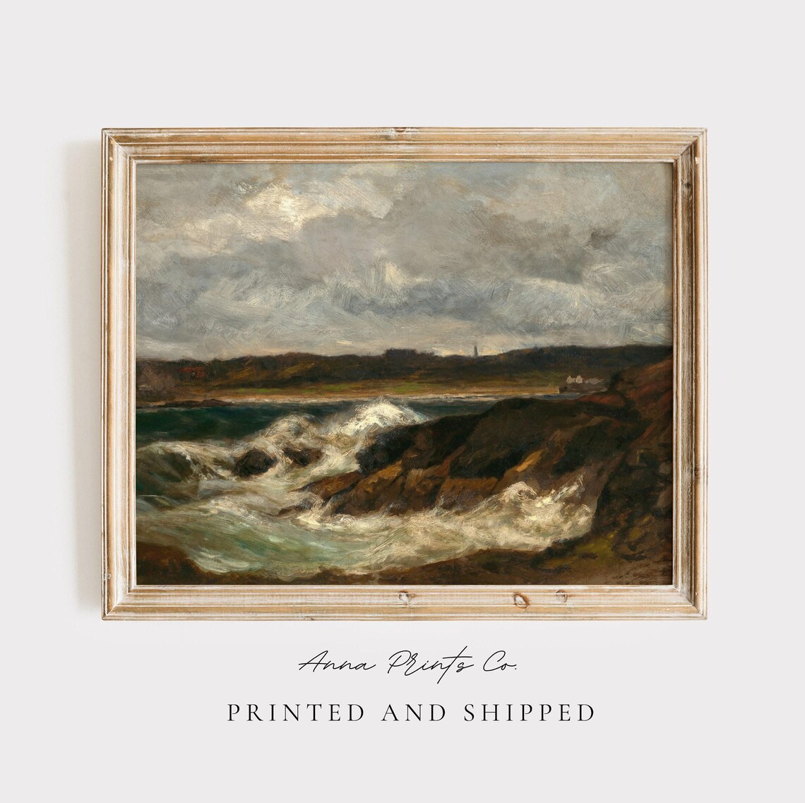 Vintage Rocky Coast Beach Landscape Art Print, Victorian