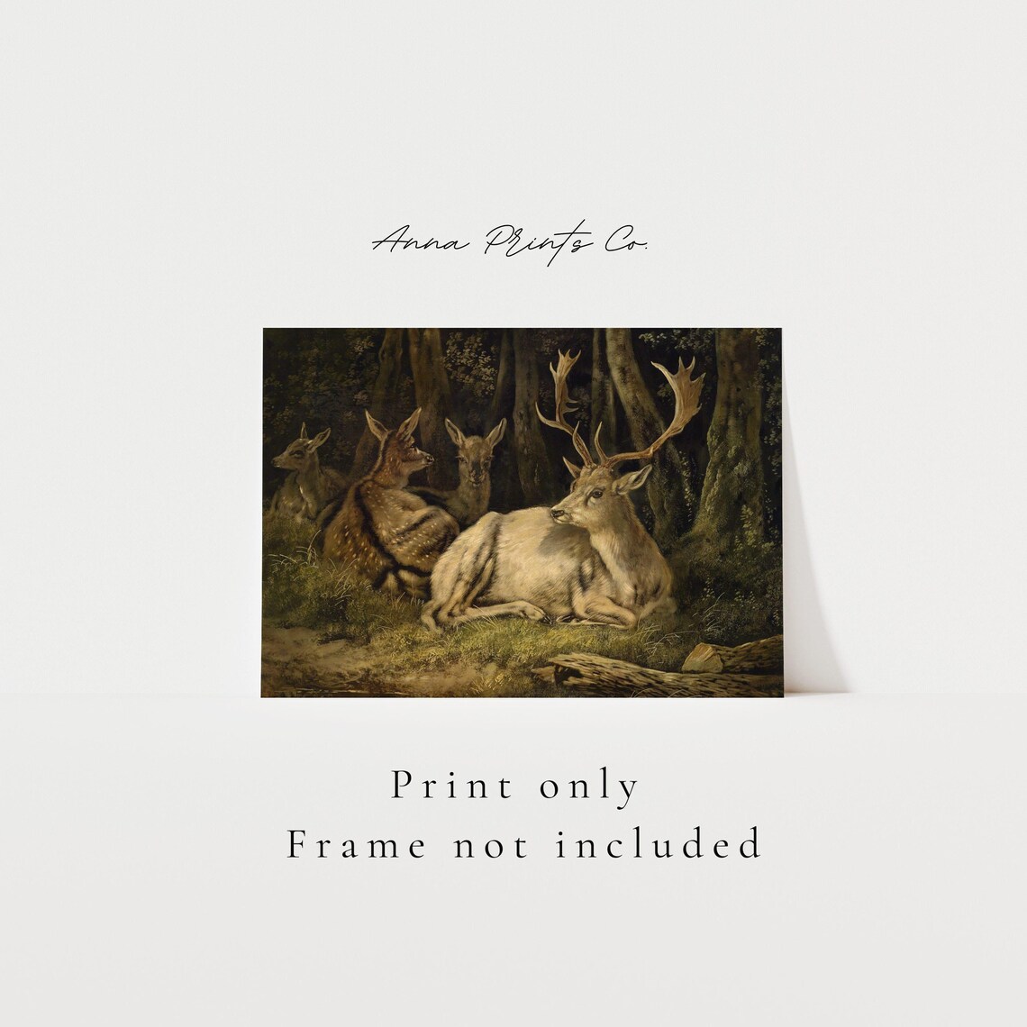 Vintage Deer Painting, Rustic Cabin Art Print - Image 3