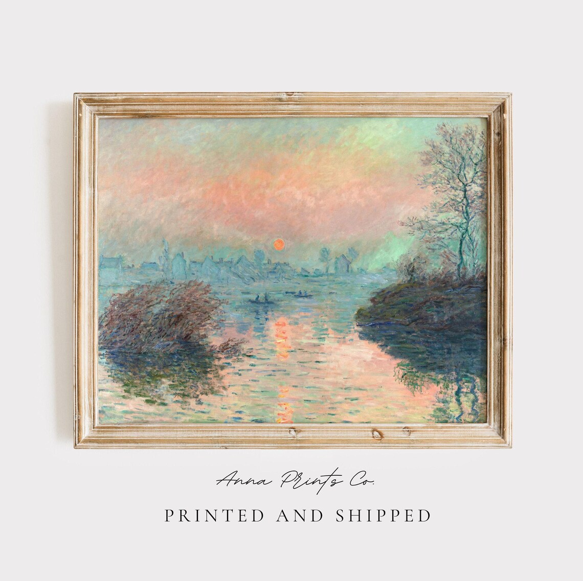 Claude Monet Sunset River Landscape Art Print
