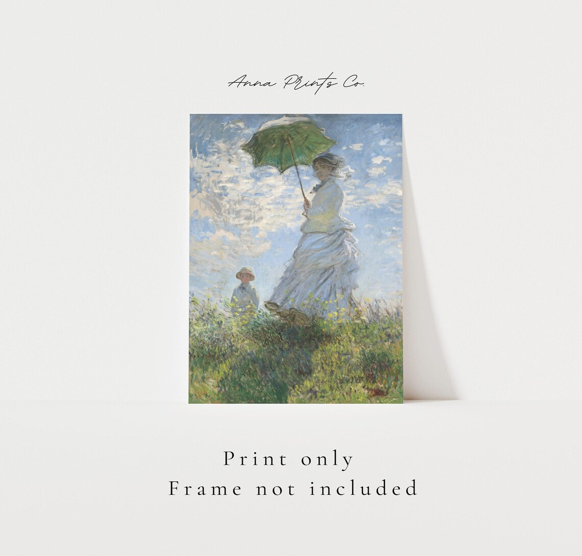 Claude Monet Woman With a Parasol, Vintage Art Print - Image 3