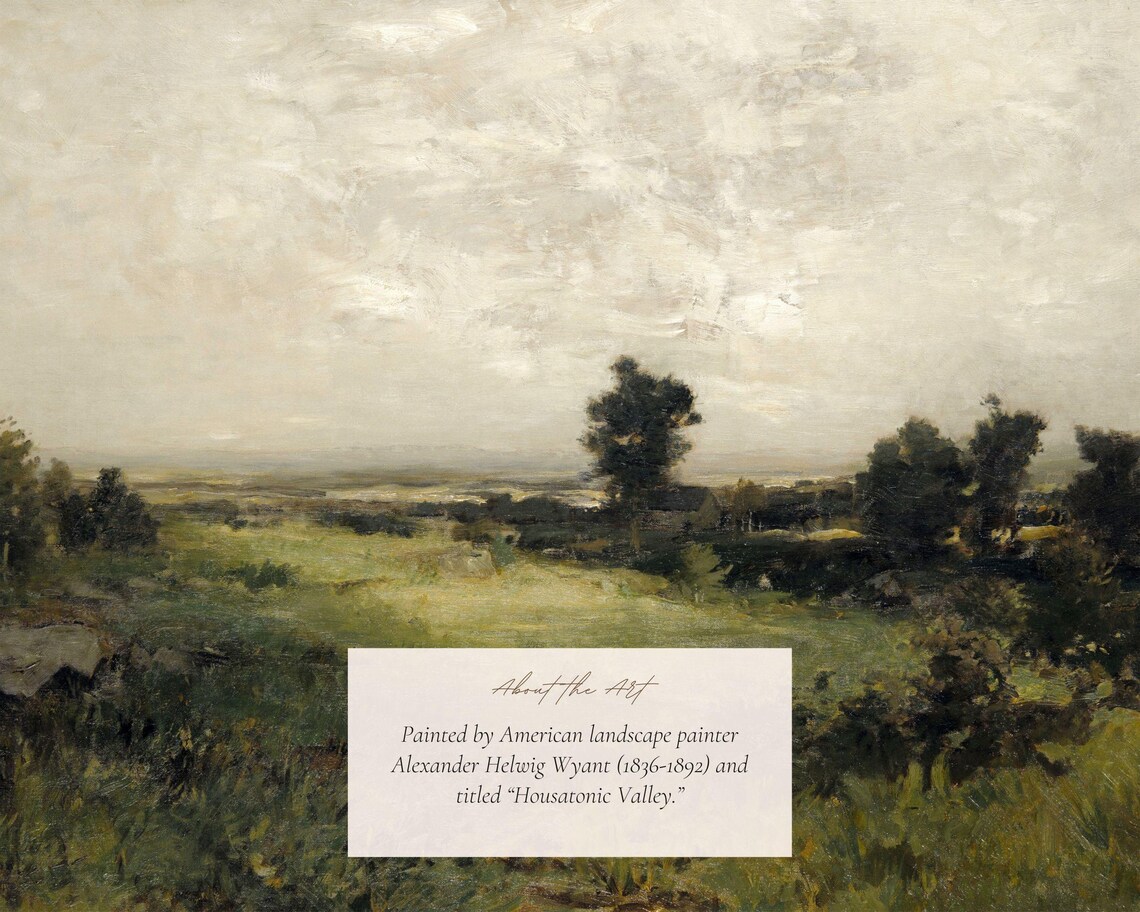 Antique Green Valley Landscape Art Print, Vintage - Image 2