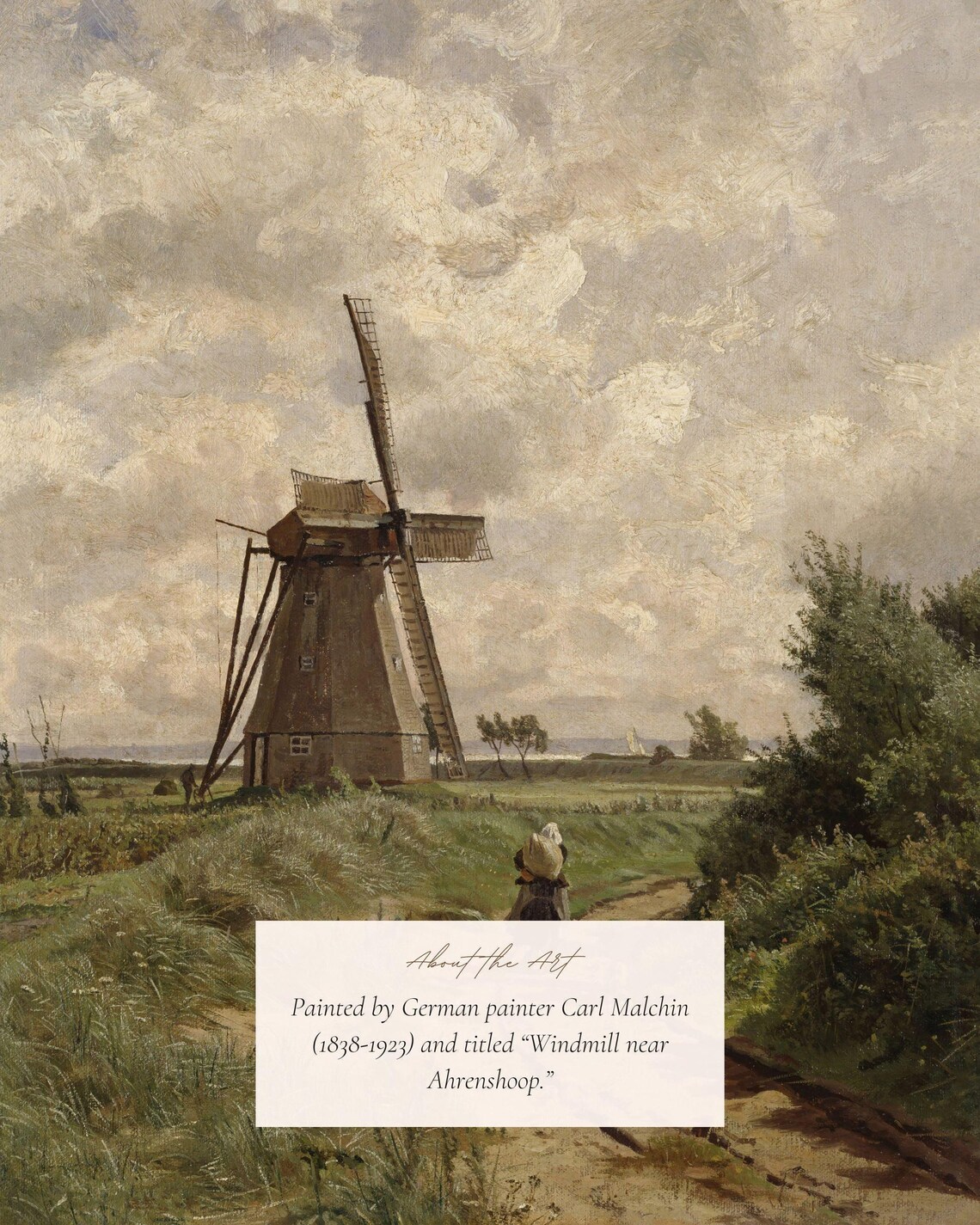 Antique Dutch Windmill Vintage Landscape Art Print - Image 2