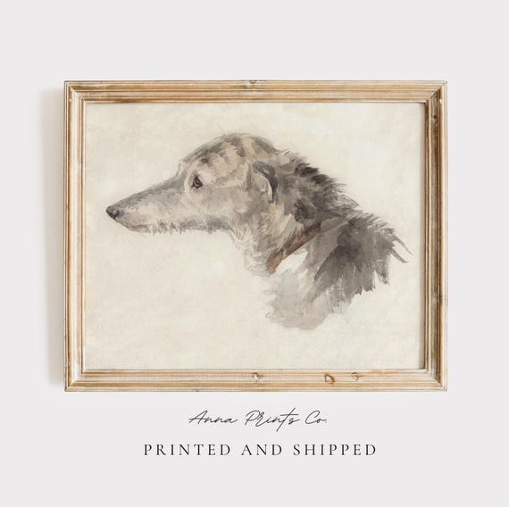Irish Wolfhound Vintage Watercolor Dog Art Print