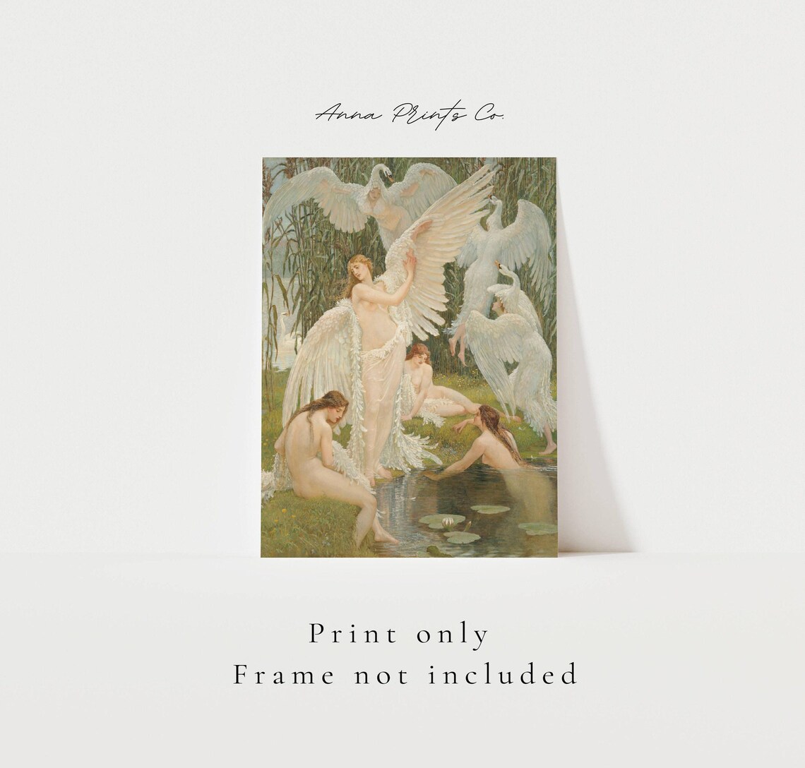 Vintage Swan Maiden Greek Mythology Art Print - Image 3