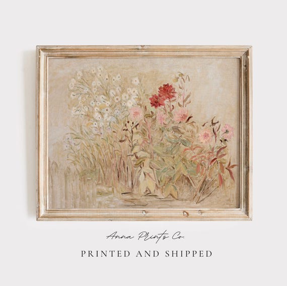 Vintage Flower Garden Art Print, Cottagecore Decor
