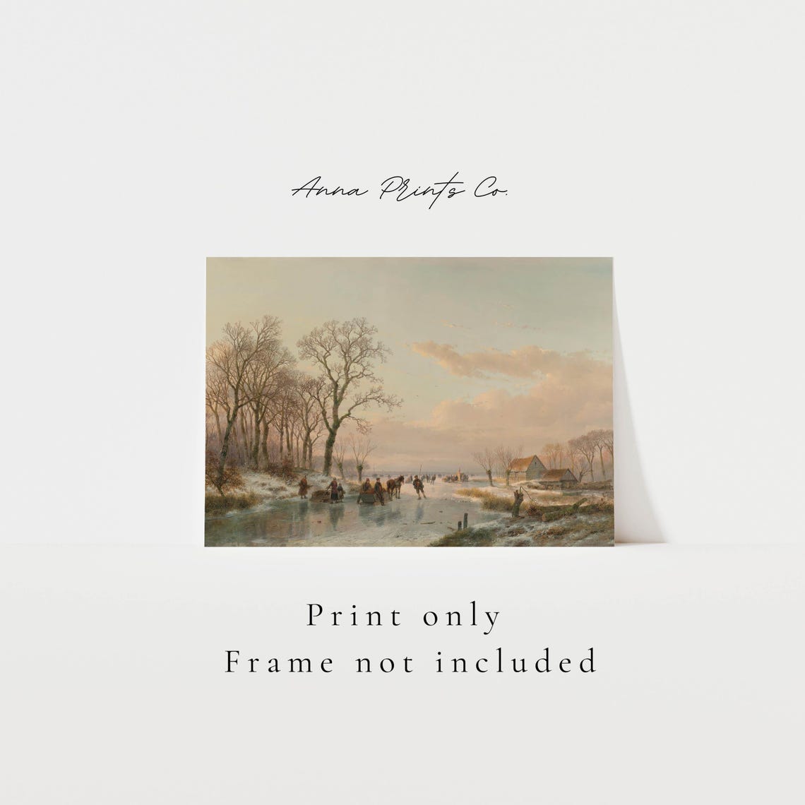 Frozen Canal Winter Landscape With Figures Dutch Style Art Print - Image 3