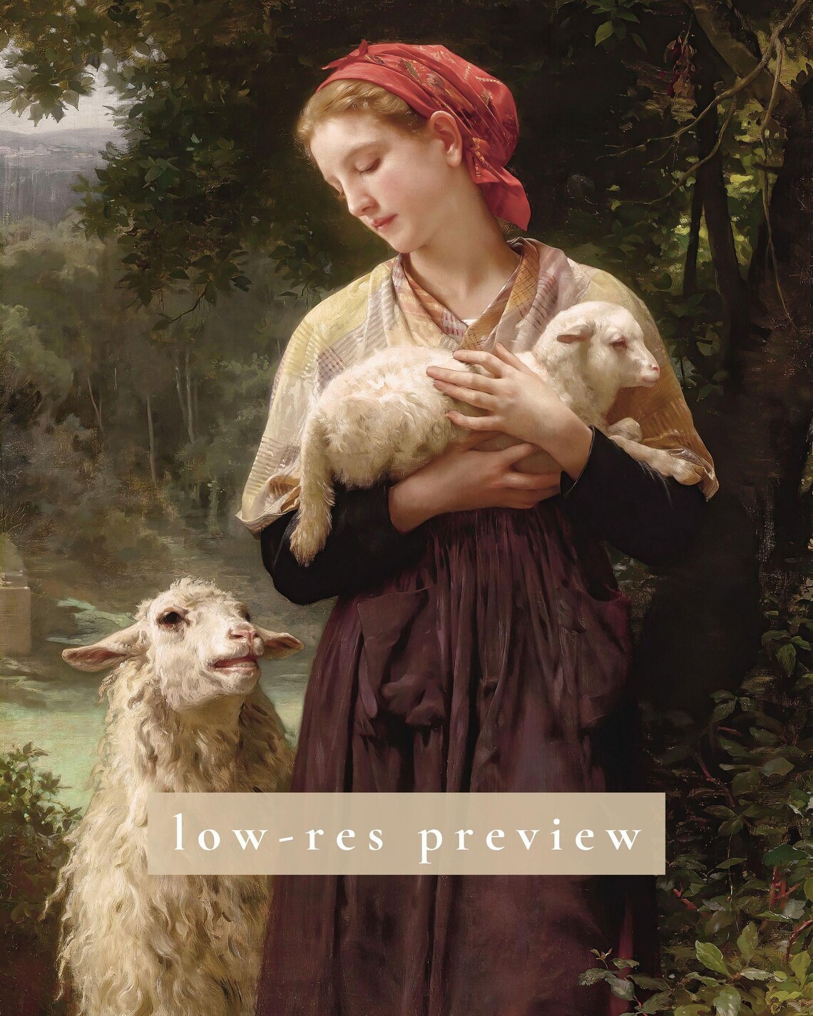William Bouguereau Girl With Newborn Lamb Art Print - Image 2
