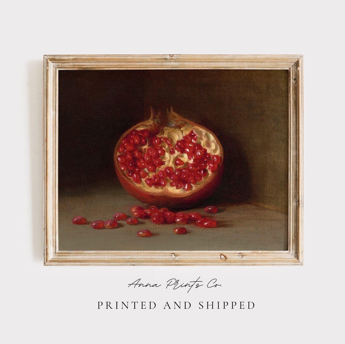 Vintage Pomegranate Still Life Art Print, Farmhouse Kitchen