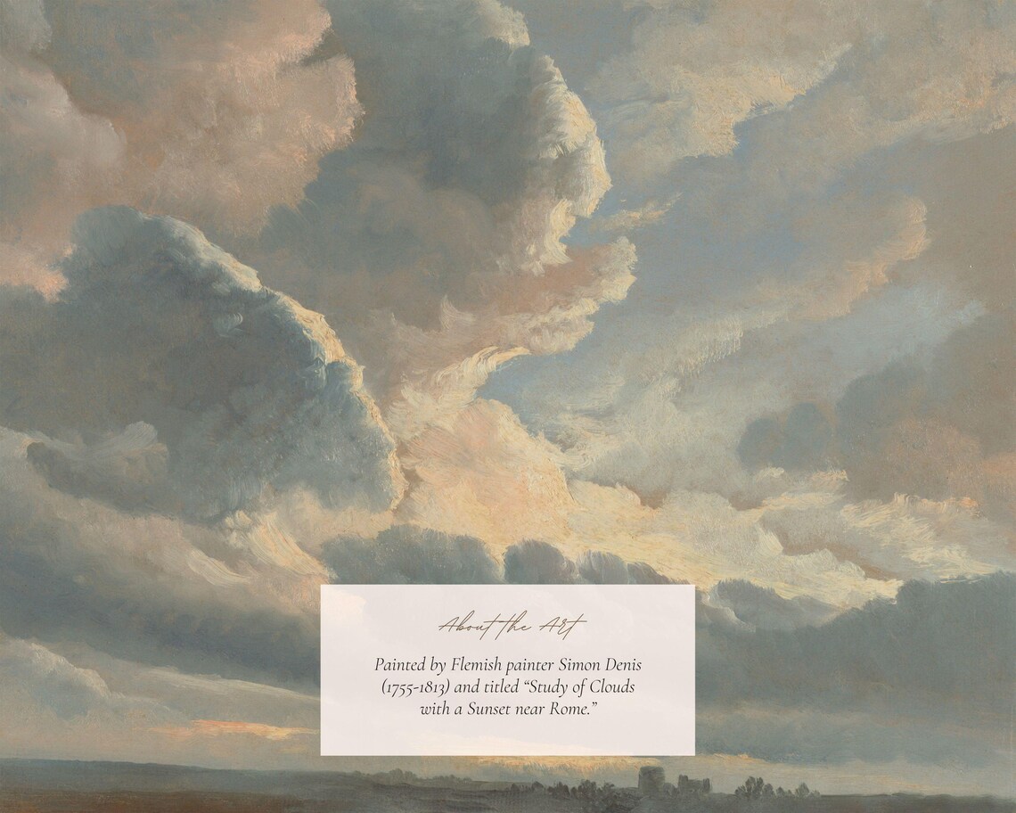 Antique Cloud Study, Vintage Sunset Sky Art Print - Image 2
