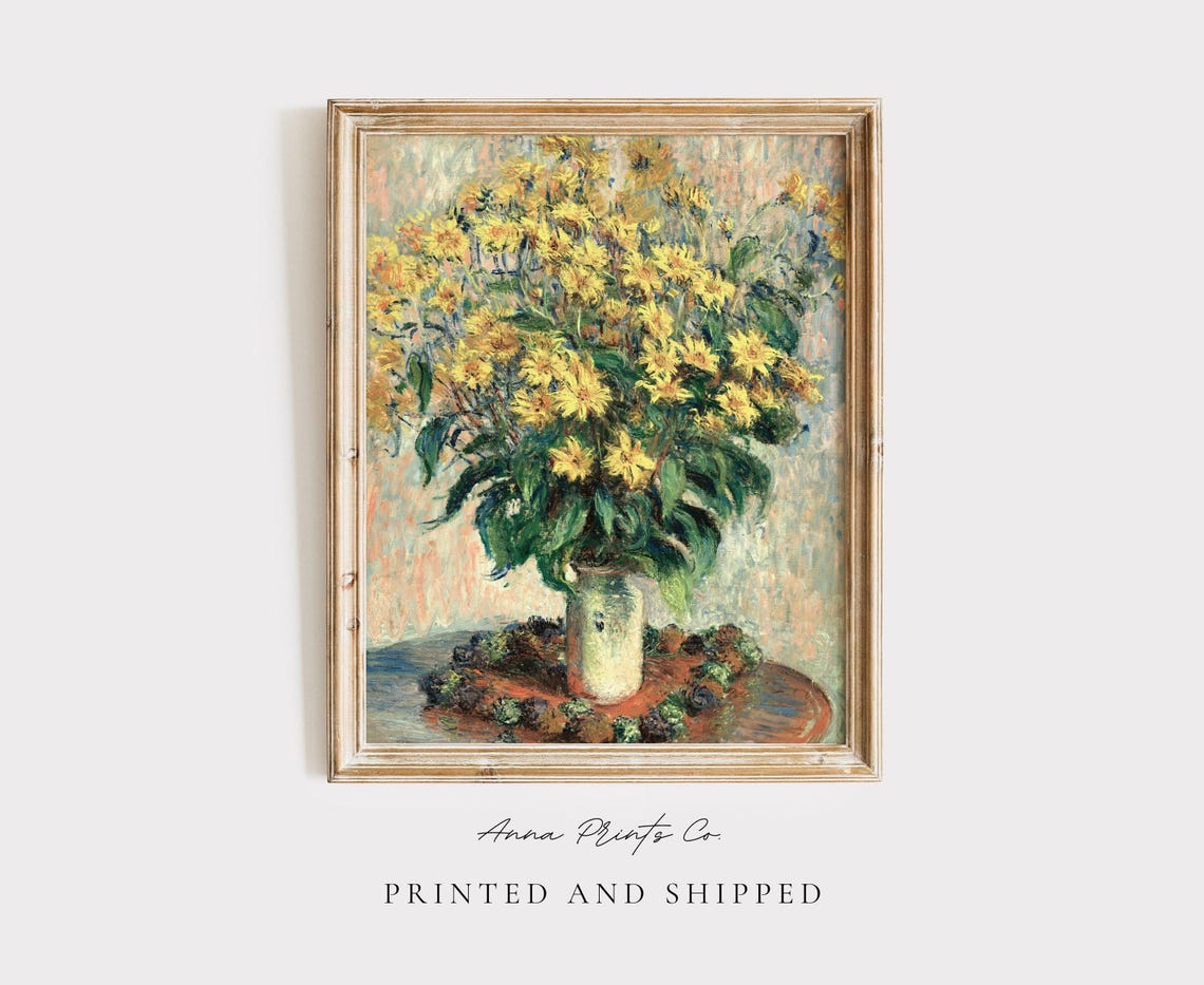 Claude Monet Bouquet Of Sunflowers Impressionist Floral Art Print