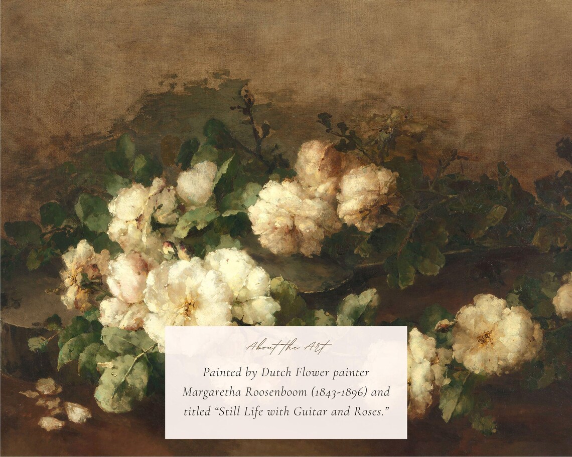 Vintage Still Life With Roses, Cottage Farmhouse Art Print - Image 2