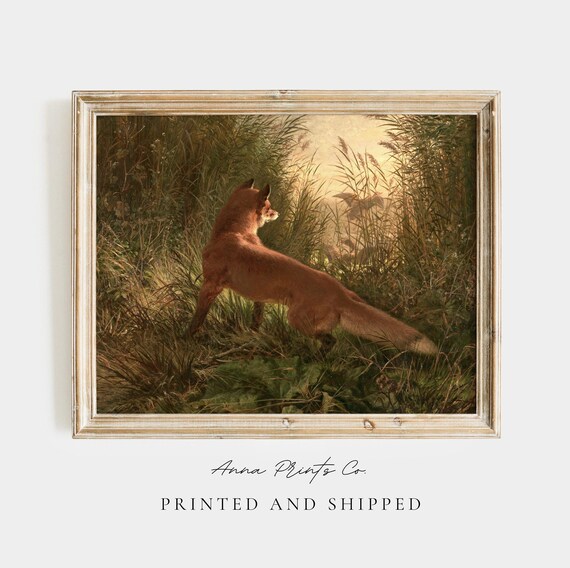 Victorian Fox Art Print, Cottagecore Nursery Decor