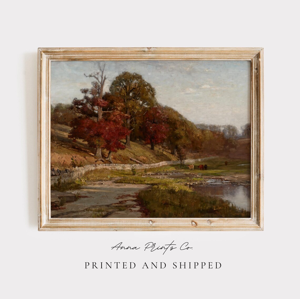 Rustic Autumn Landscape Art Print, Victorian Style