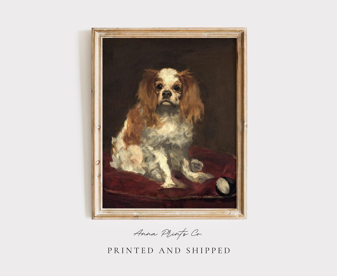 King Charles Spaniel Vintage Dog Print, Victorian Aesthetic