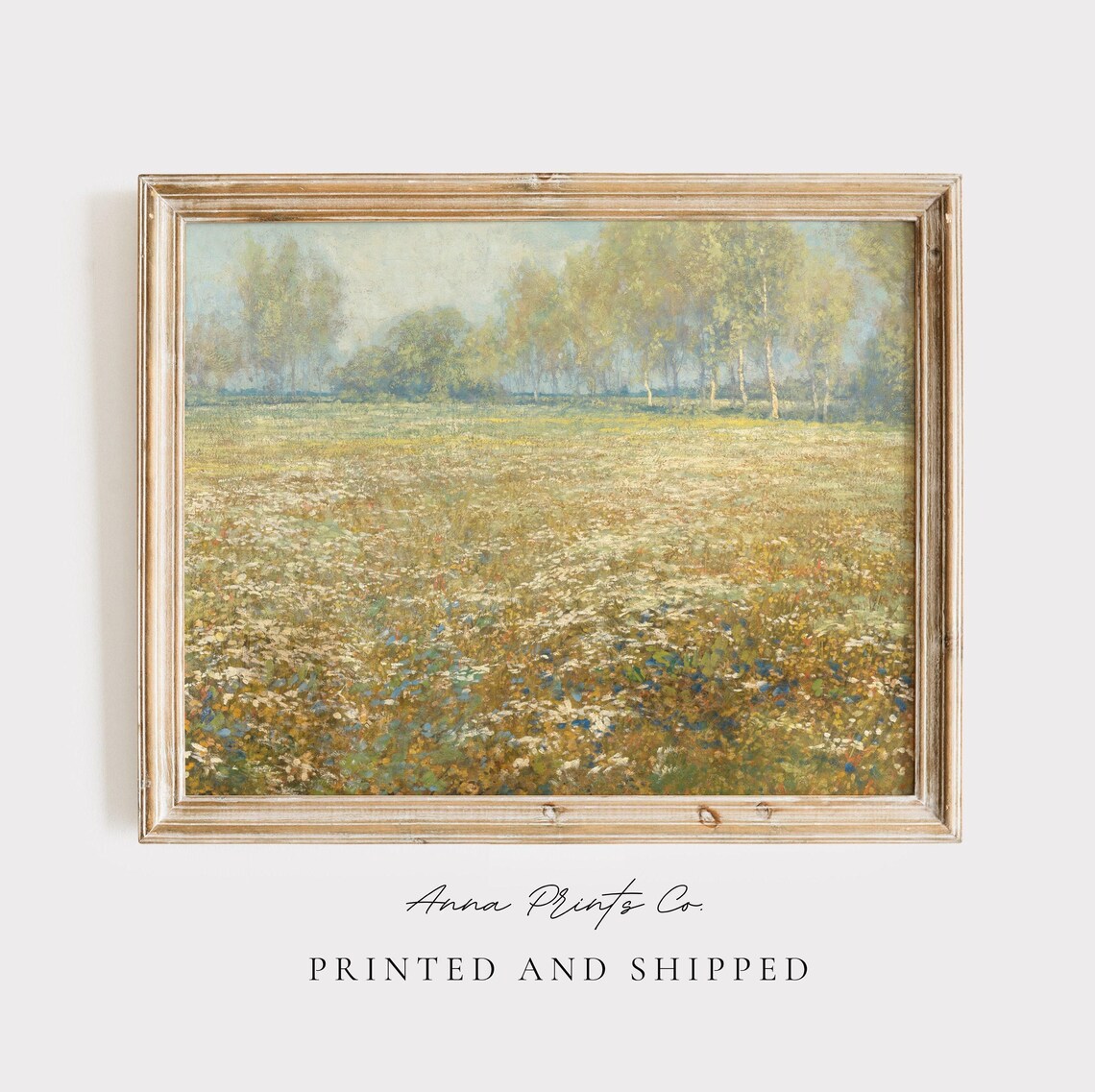 Vintage Flower Meadow Painting, Cottagecore Art Print