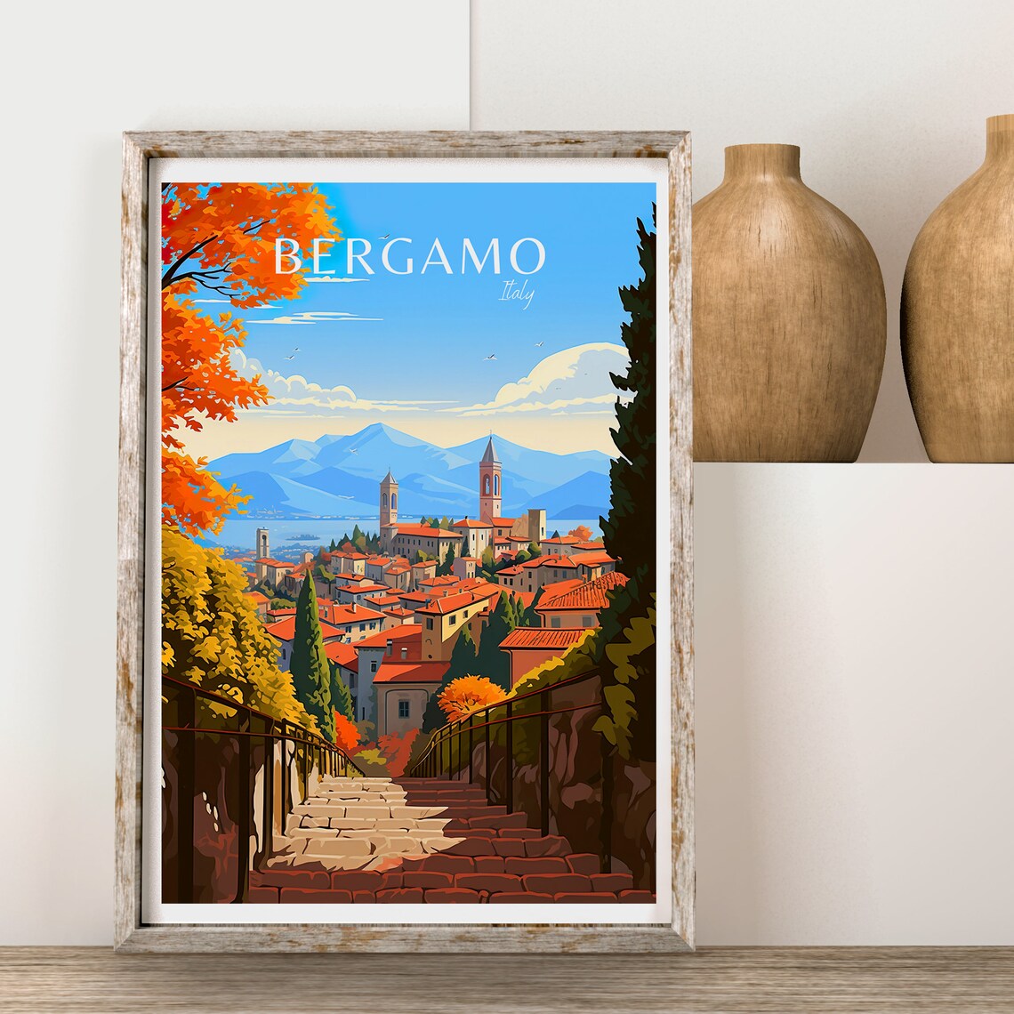 Bergamo Vintage Travel Poster, Italy Travel Print - Image 2
