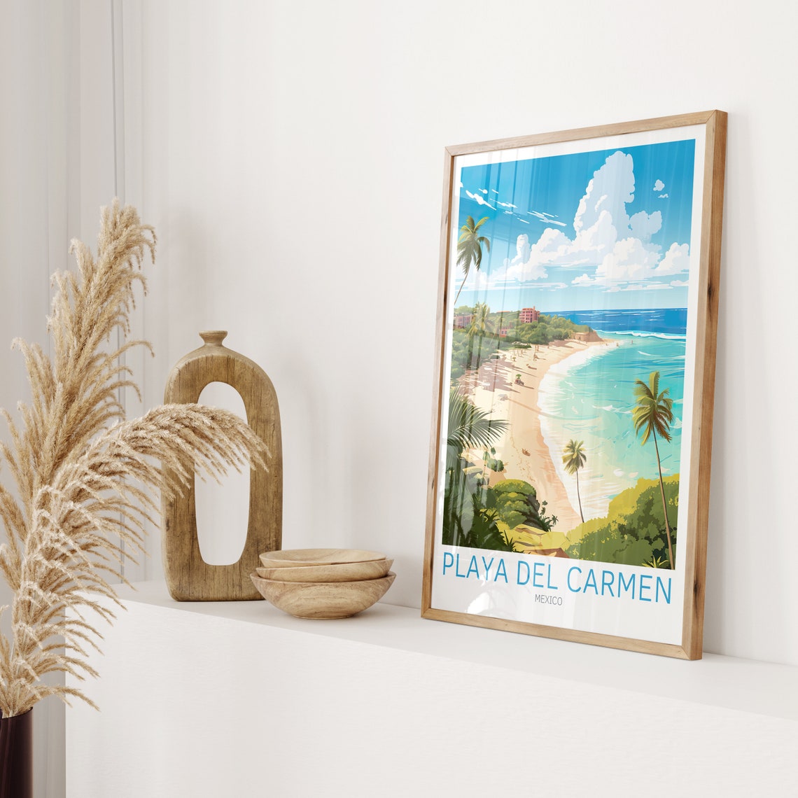Playa del Carmen Mexico Caribbean Beach Palm Retreat View Poster - Image 2