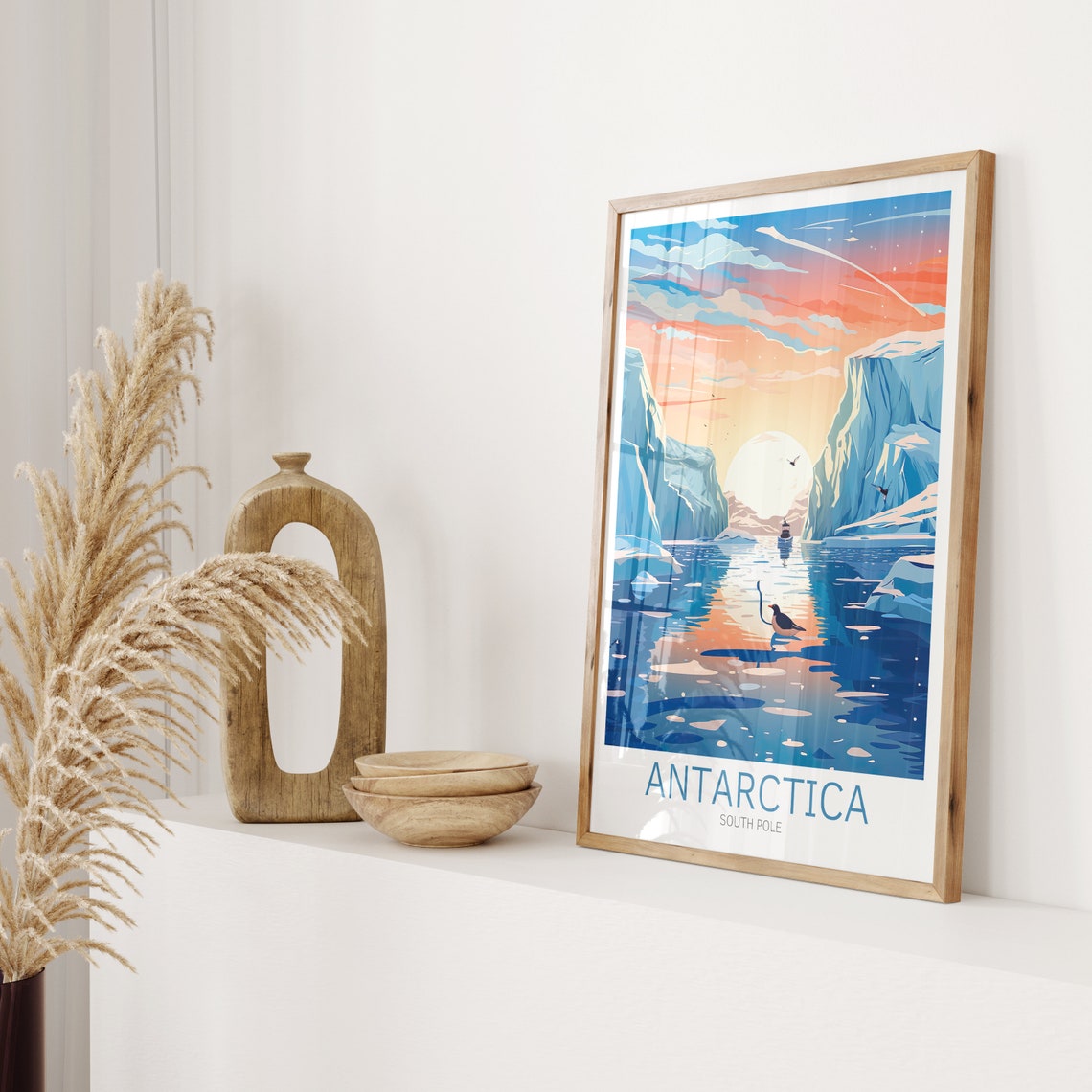 Antarctica South Pole Icebergs Ship Sunset Vintage Travel Poster - Image 2