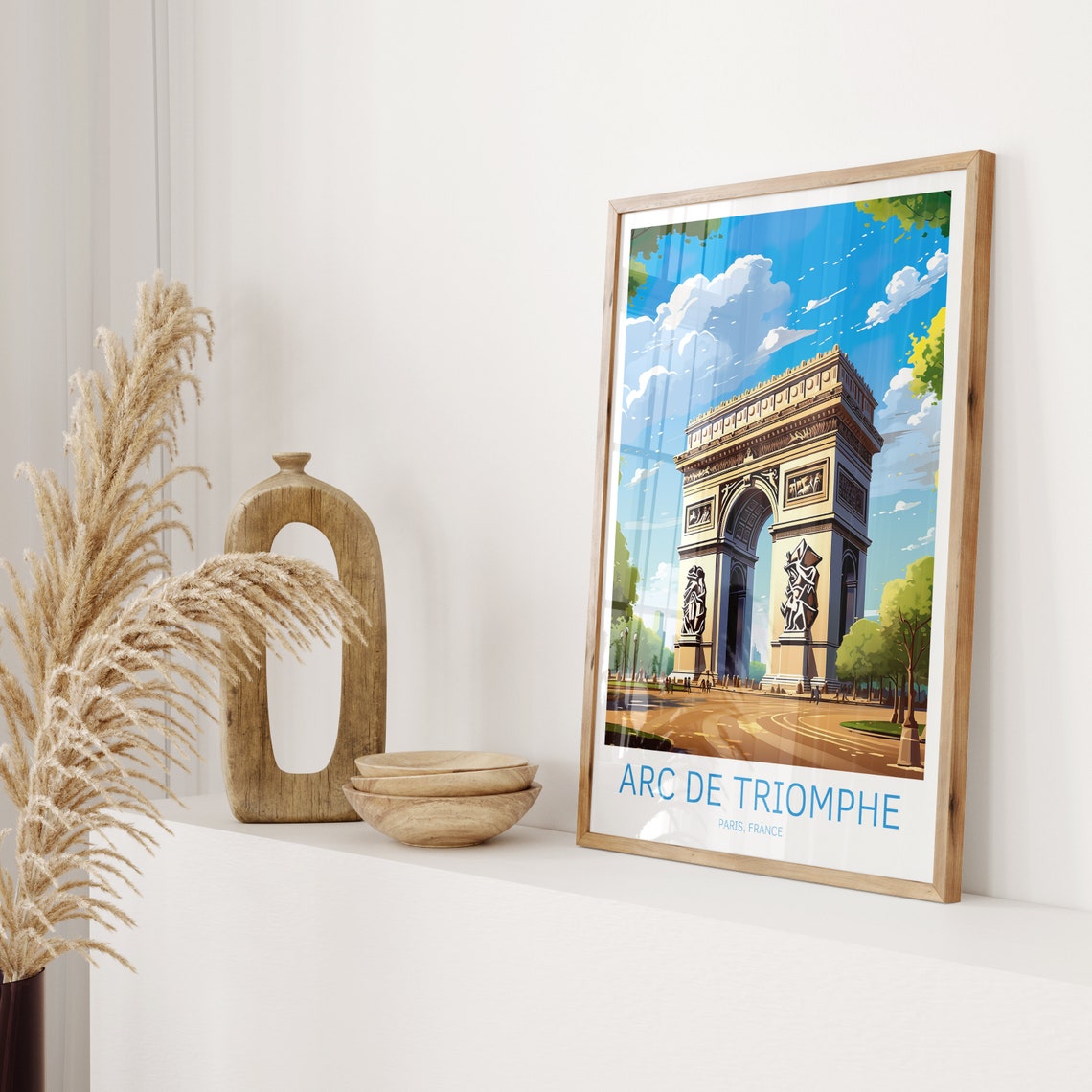 Arc de Triomphe Paris France Landmark Blue Sky Travel Poster - Image 2
