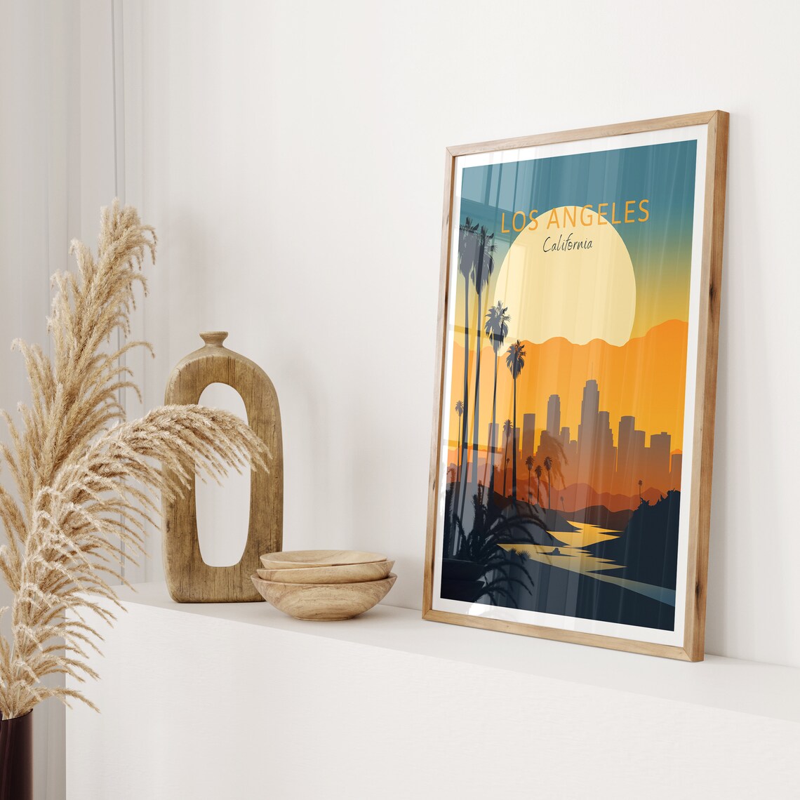 Los Angeles California Skyline Sunset Palms Vintage Travel Poster - Image 2