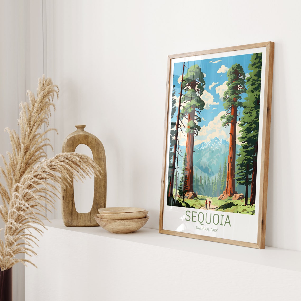Sequoia National Park Giant Redwoods Hikers Vintage Travel Poster - Image 2