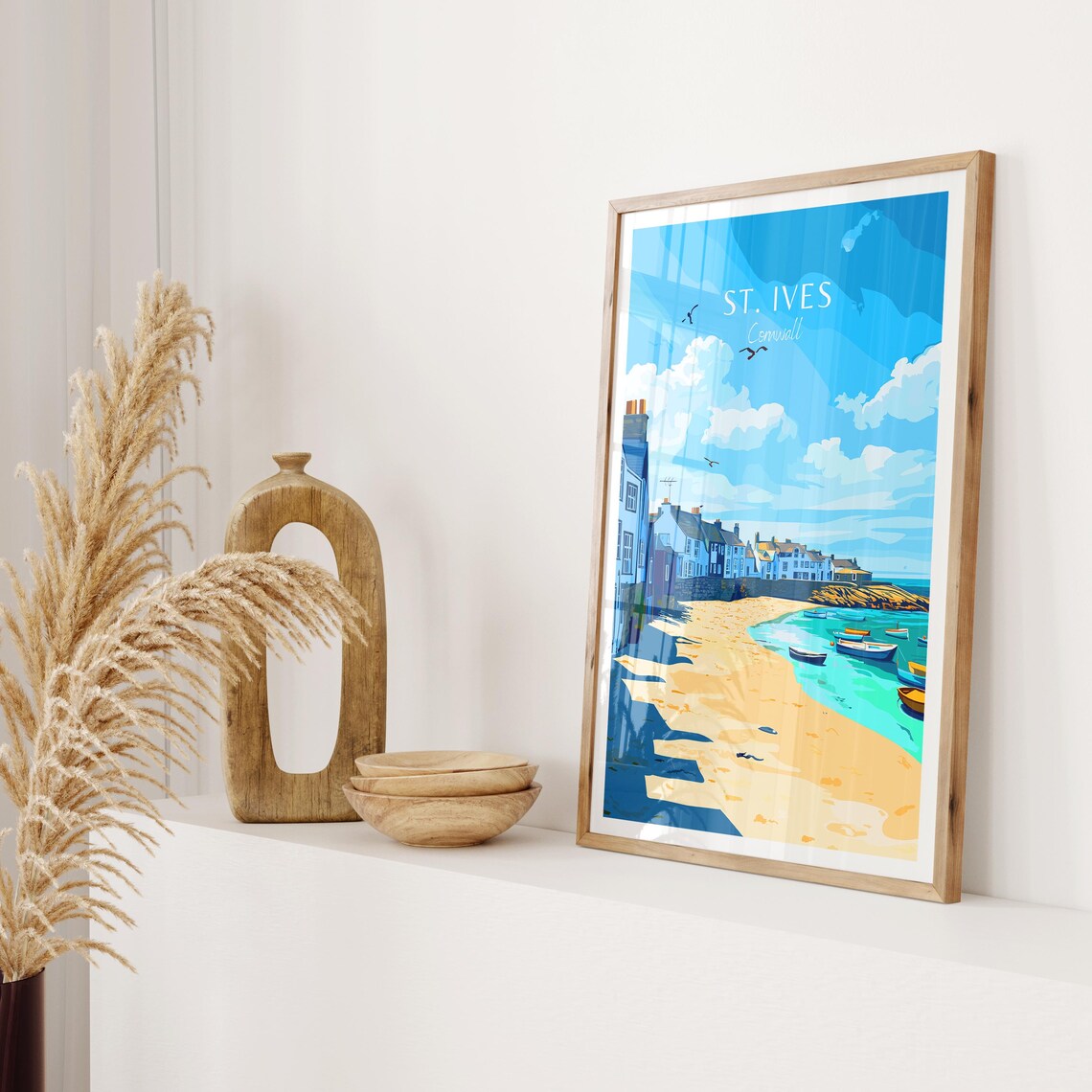 St Ives Cornwall Golden Beach Whitewashed Cottages Travel Poster - Image 2