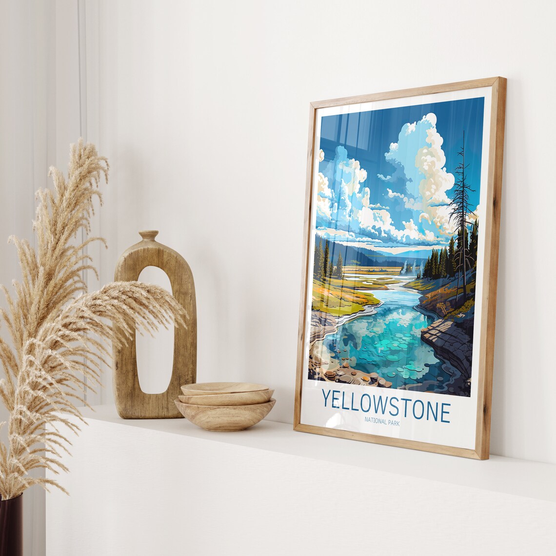 Yellowstone National Park Turquoise River Pines Vintage Travel Poster - Image 2