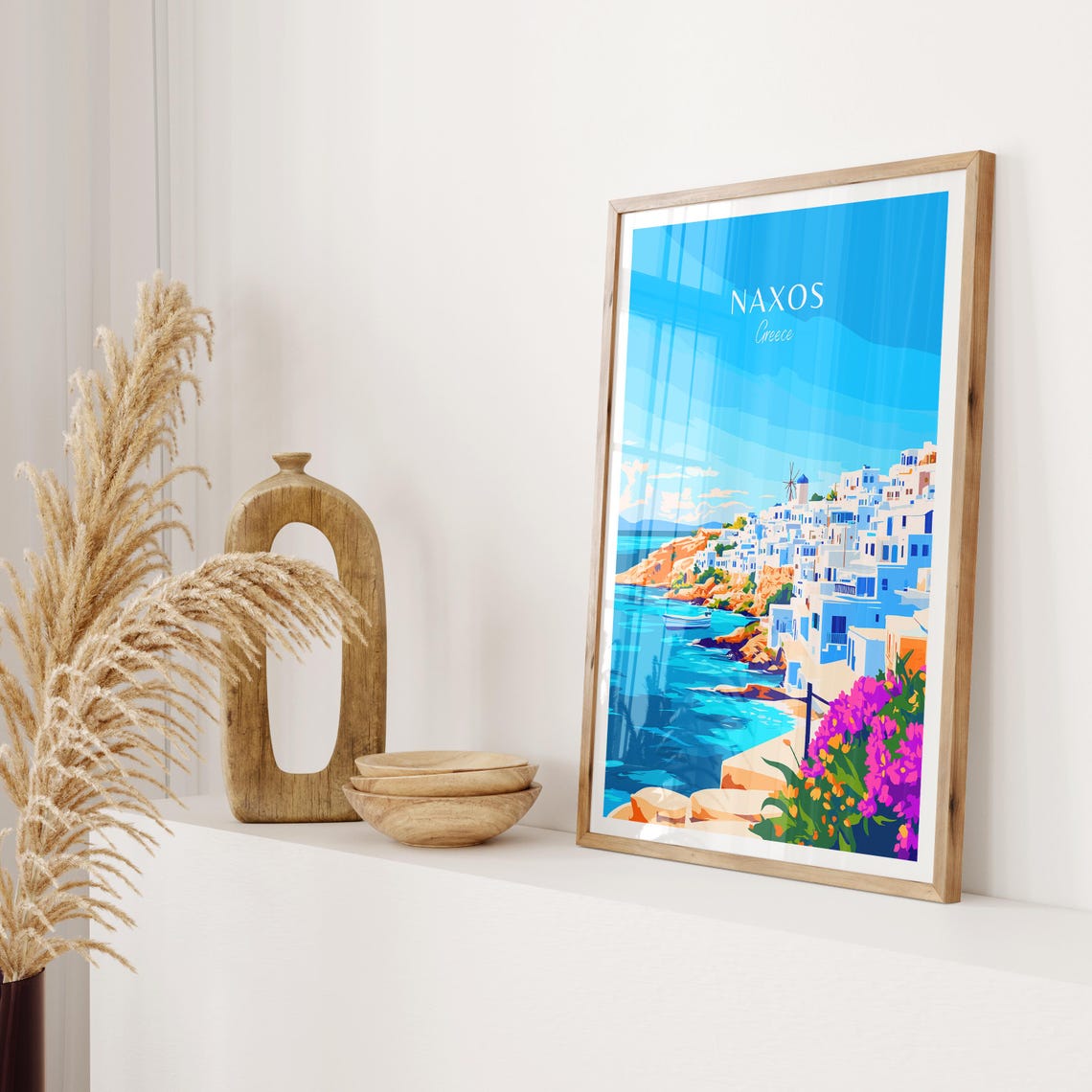 Naxos Greece Coastal Whitewashed Island Village Aegean Sea Poster - Image 2