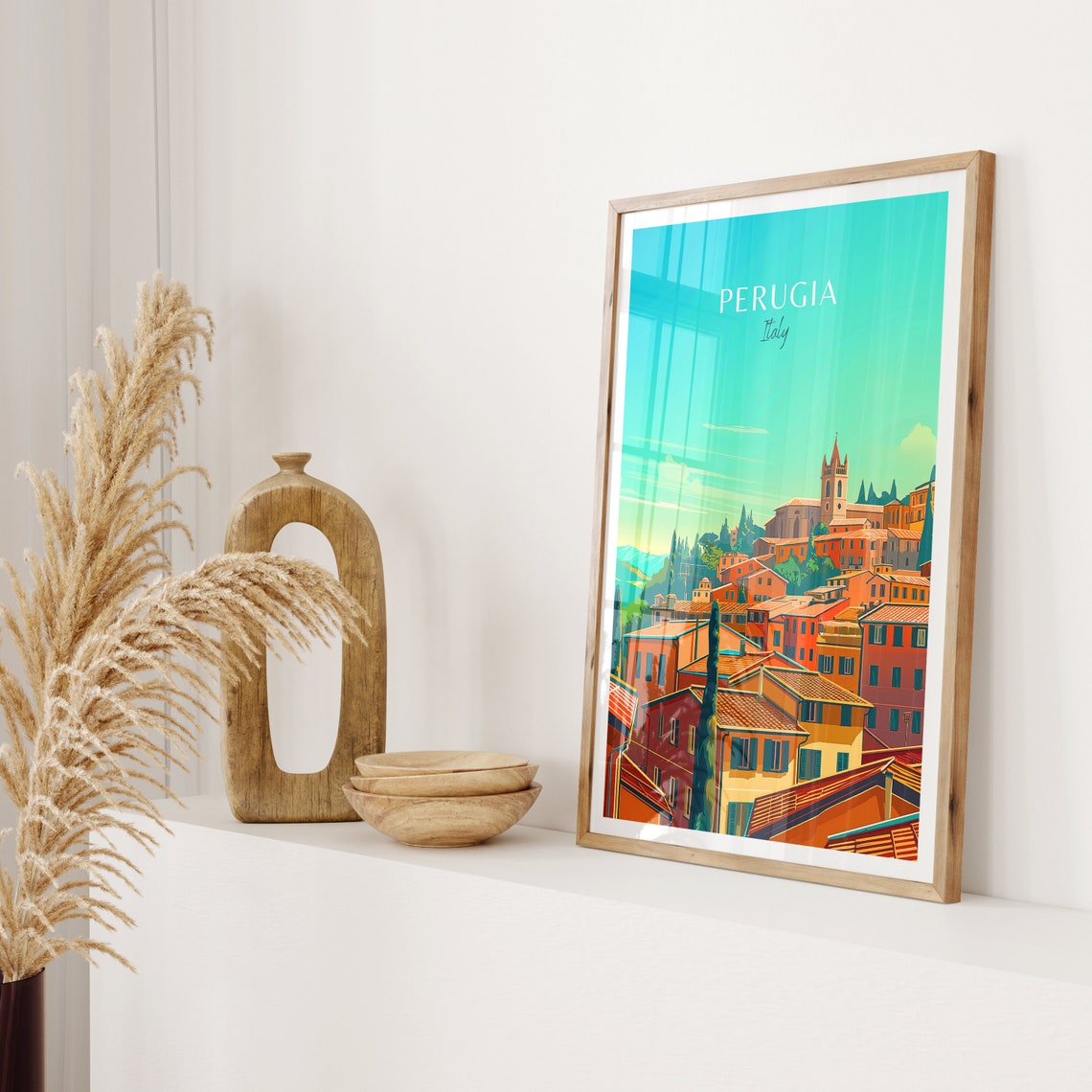 Medieval Perugia Italy Hilltop Town with Terracotta Roofs Poster - Image 2