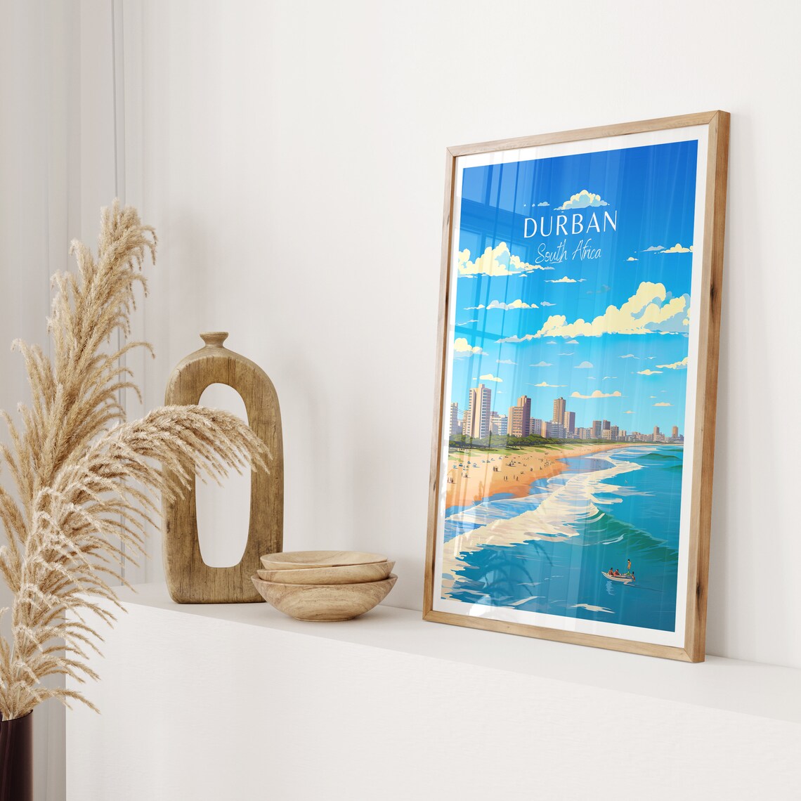 Durban South Africa Beach City Skyline Surf Vintage Travel Poster - Image 2