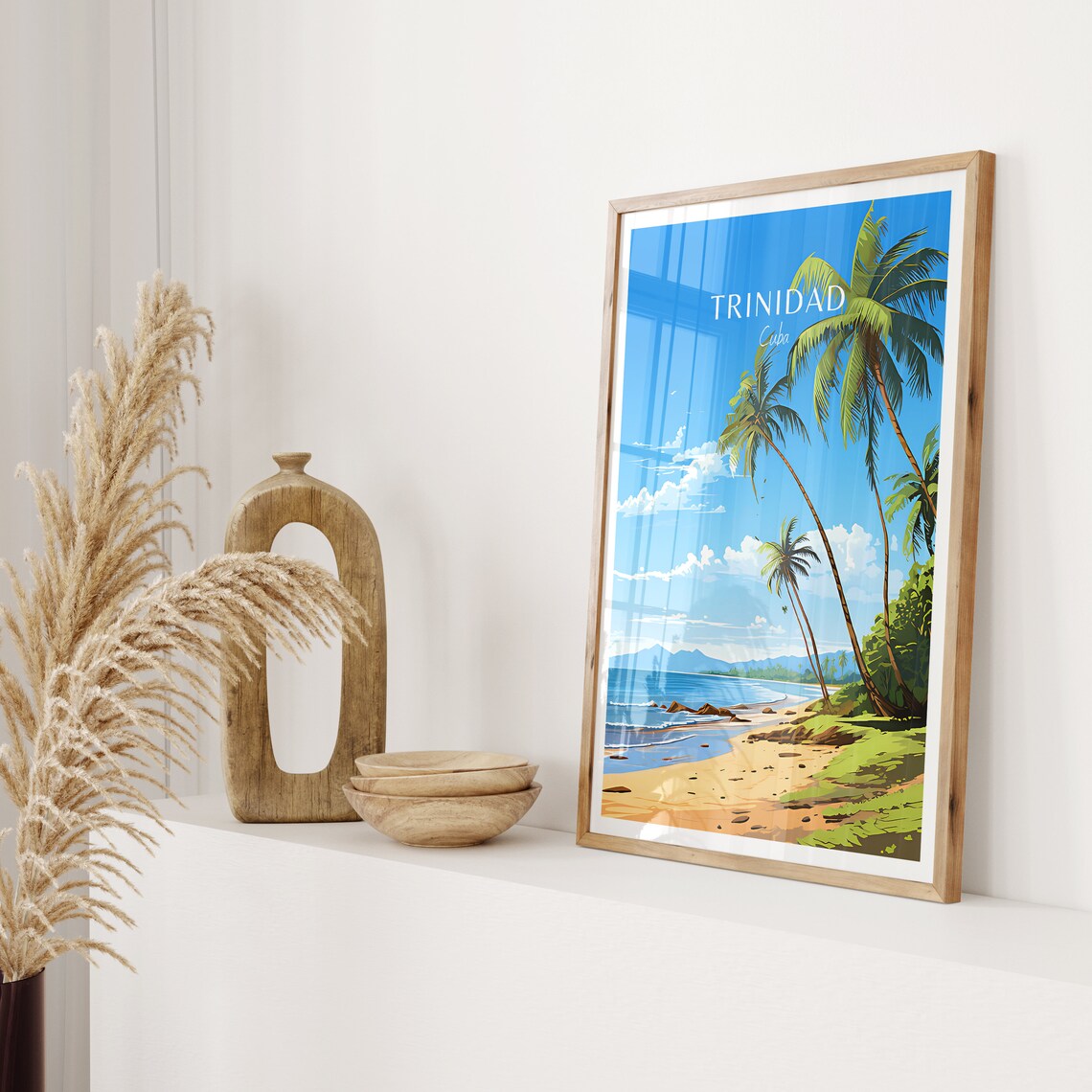 Trinidad Cuba Sandy Beach Palm Trees Caribbean Travel Poster - Image 2