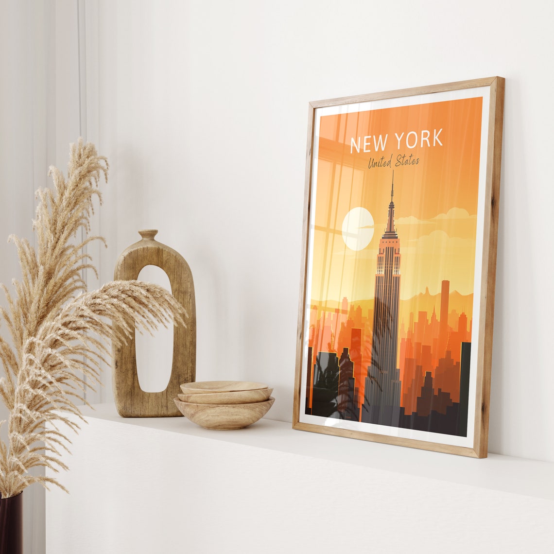 New York City Empire State Building Sunset Skyline Travel Poster - Image 2