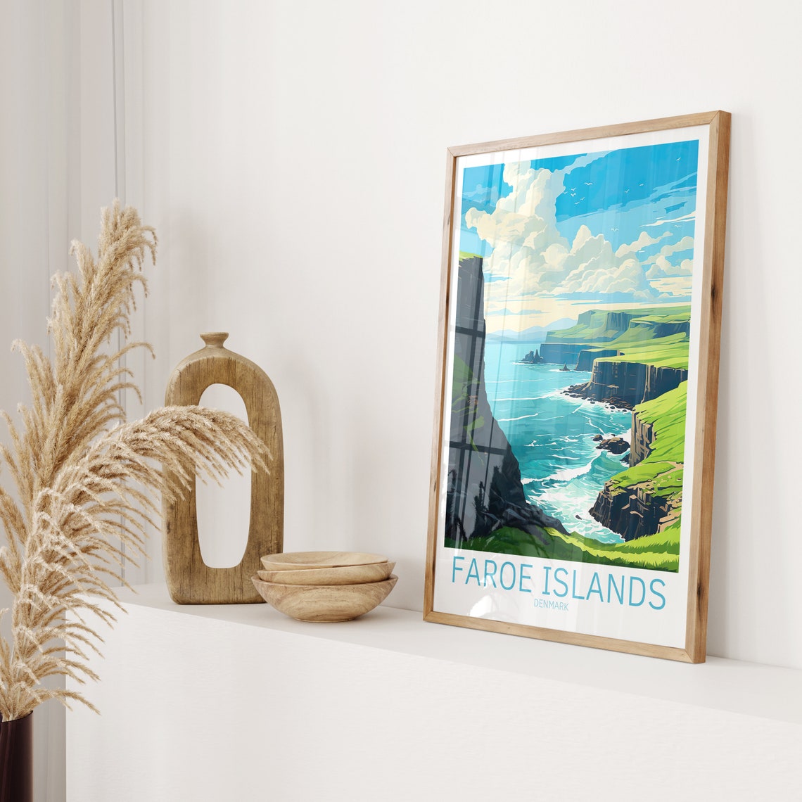 Faroe Islands Denmark Dramatic Sea Cliffs Coastline View Poster - Image 2