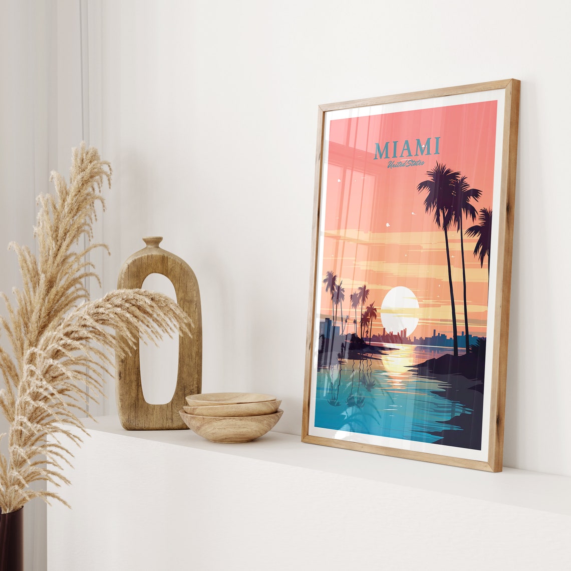 Miami Travel Poster Miami Poster Palm Trees Poster Travel Poster United States Poster Usa Poster Art Print - Image 2