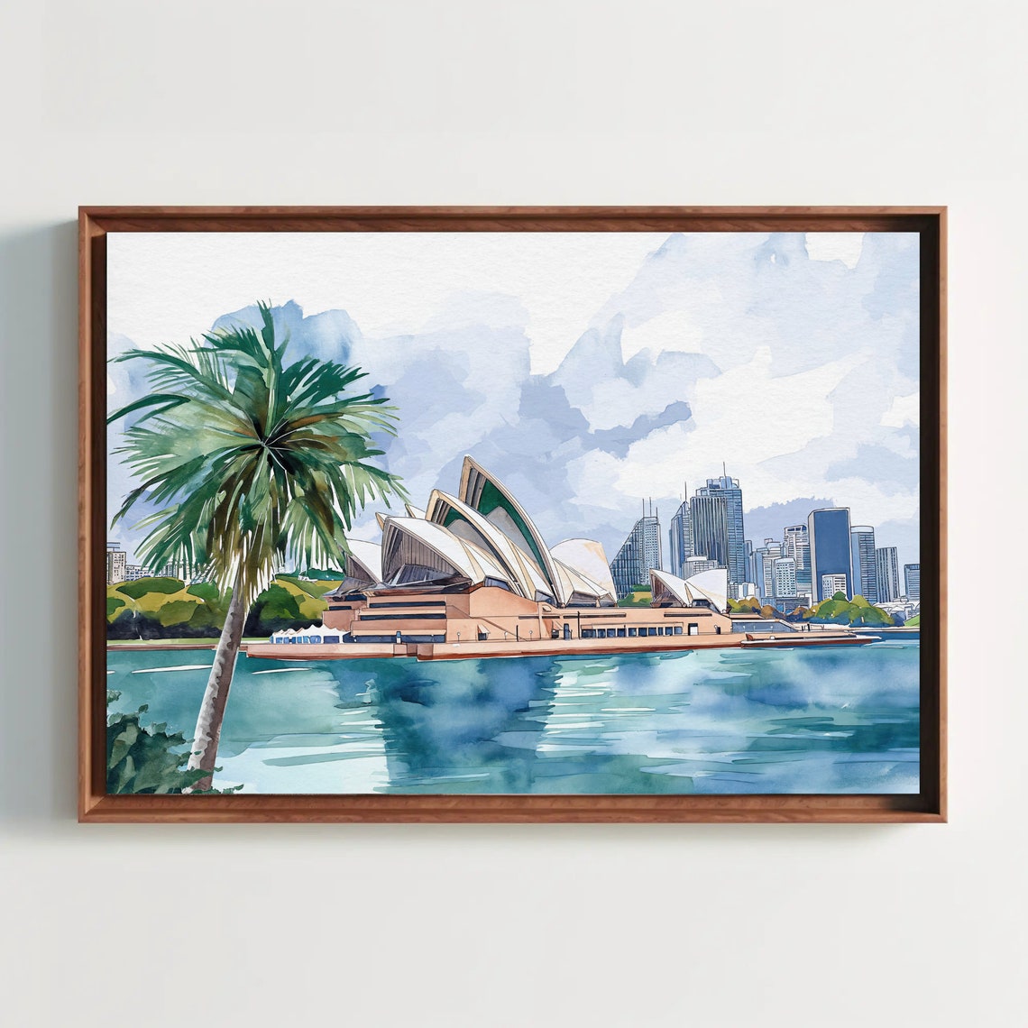Sydney Opera House Harbor Watercolor Australian Landmark Poster