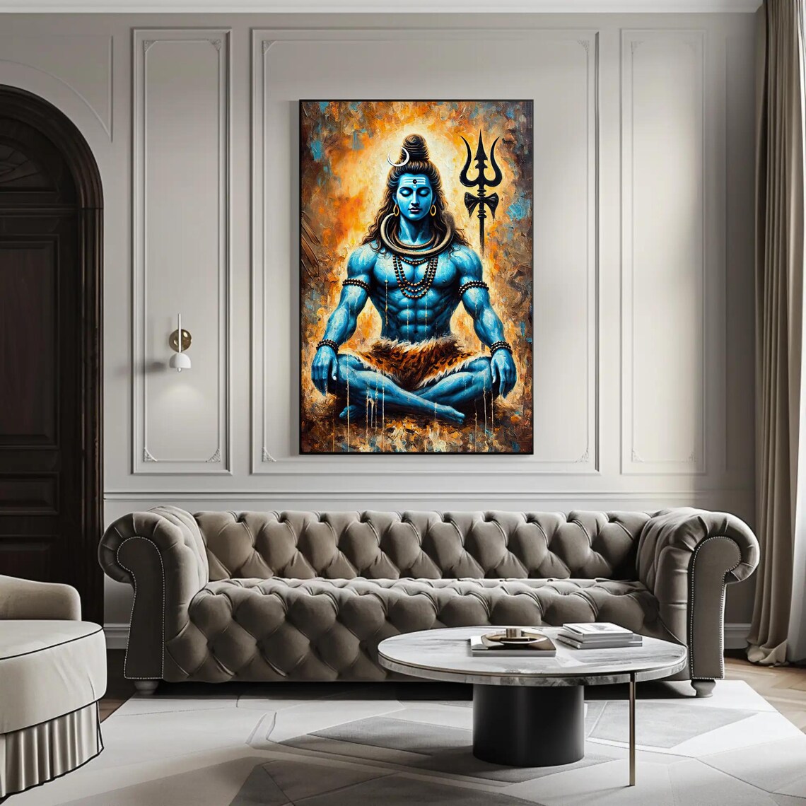 Lord Shiva Meditating Hindu Spiritual Deity Painting Art Poster - Image 2