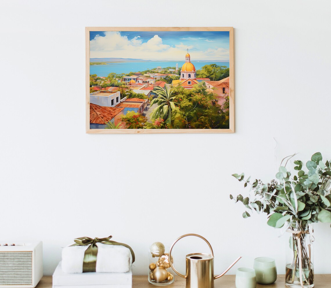 Managua Nicaragua Lakeside Cathedral and Waterfront Cityscape Poster - Image 5