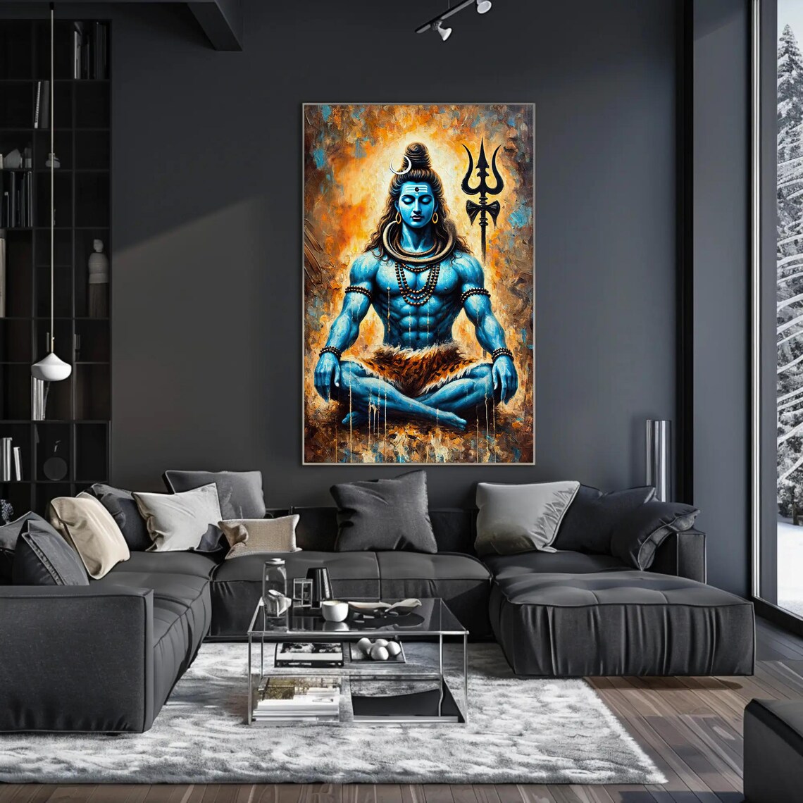 Lord Shiva Meditating Hindu Spiritual Deity Painting Art Poster - Image 4