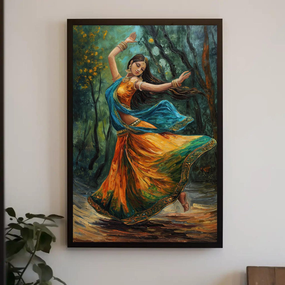 Indian Woman Dancing In A Lush Tropical Forest Clearing Poster