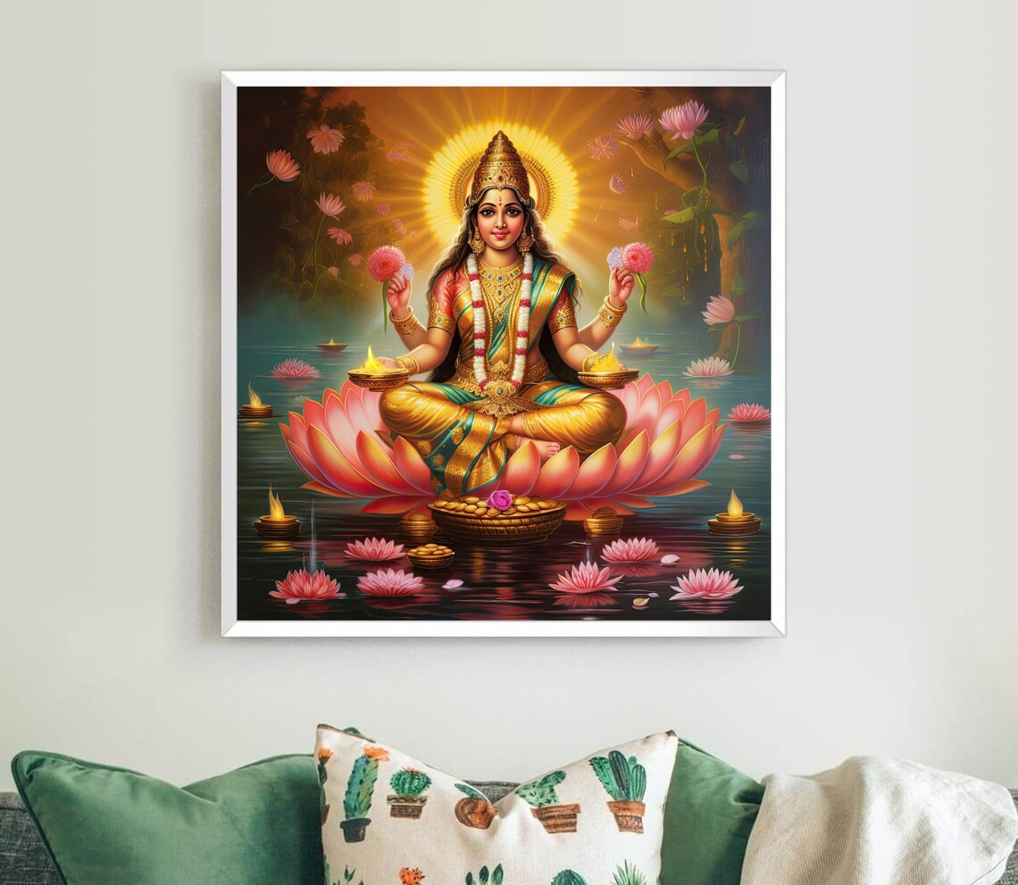 Lakshmi Hindu Goddess Art Print, Wealth Theme - Image 5