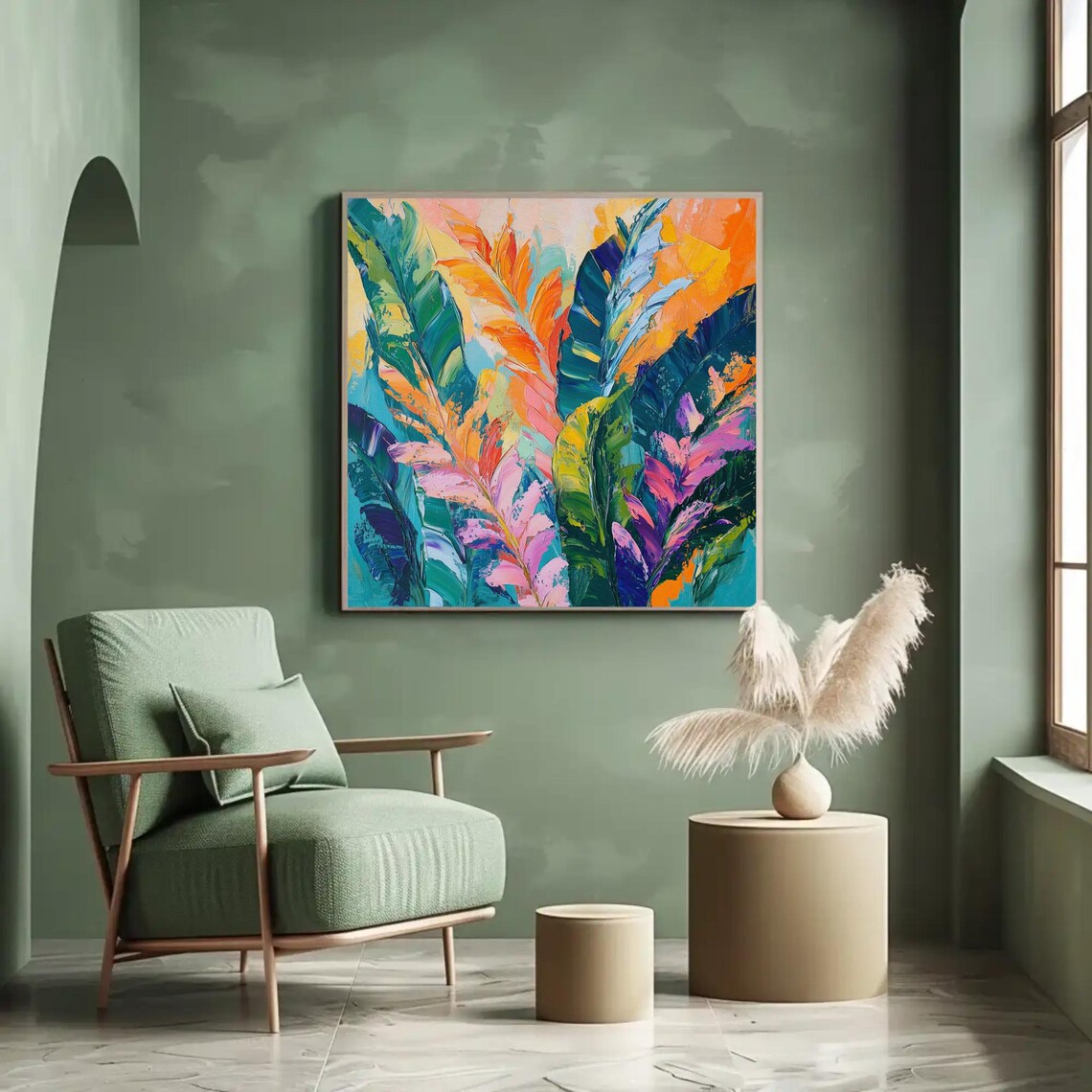 Palette Knife Tropical Leaves In Vibrant Botanical Colors Poster - Image 5