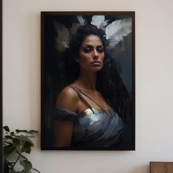 Nyx Greek Goddess Of Night Sky Wall Art Mythology Painting Goddess Of The Night Greek Goddess Wall Art