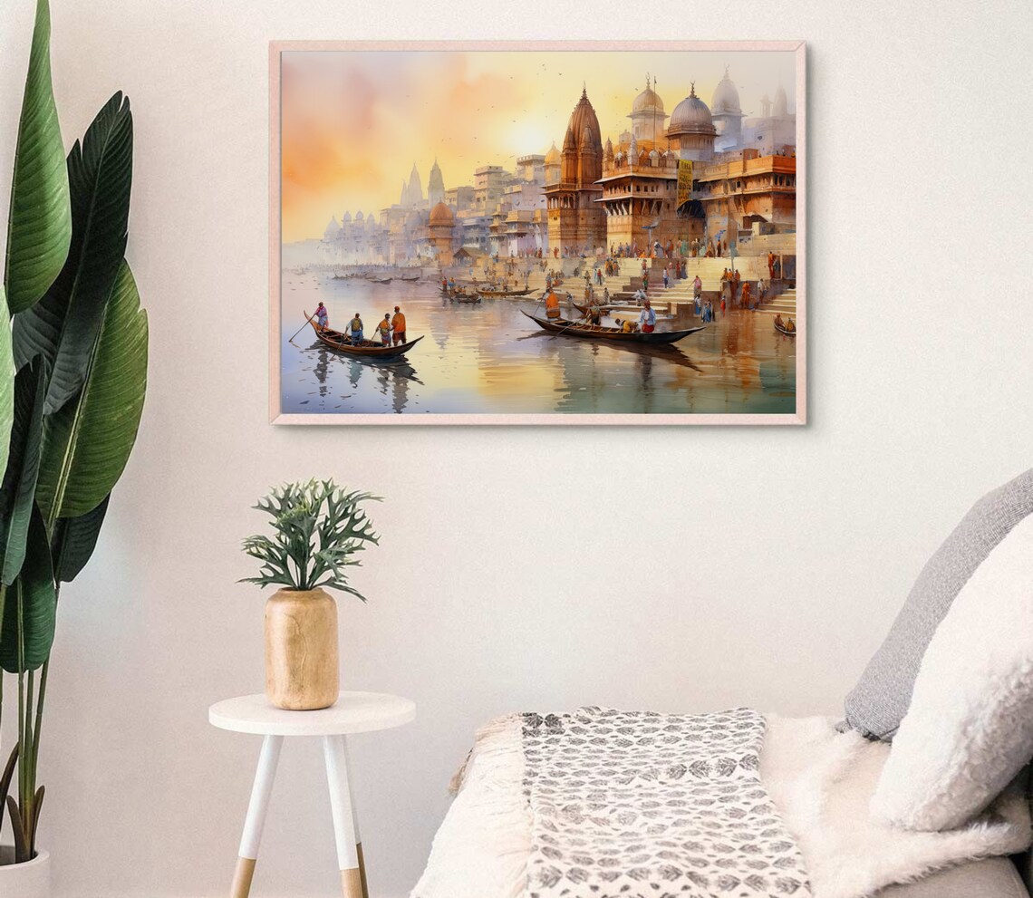 India Watercolor Landscape Art Print, Modern Wall Decor - Image 3