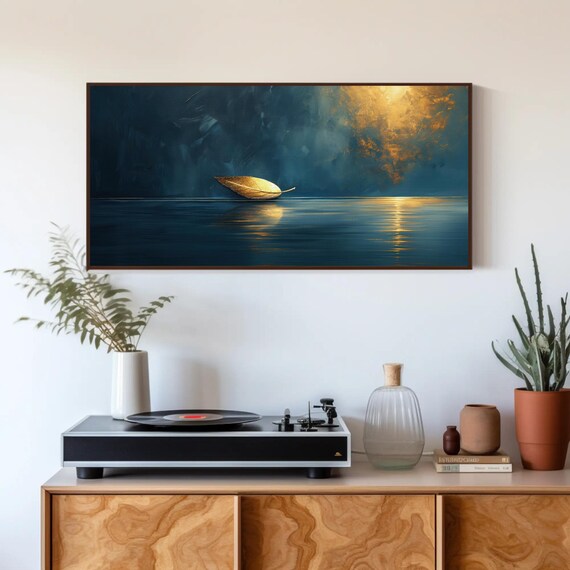 Gold And Dark Blue Abstract Print Luxury Modern Art Wall Decor Abstract Painting For Living Room Or Office Contemporary Art