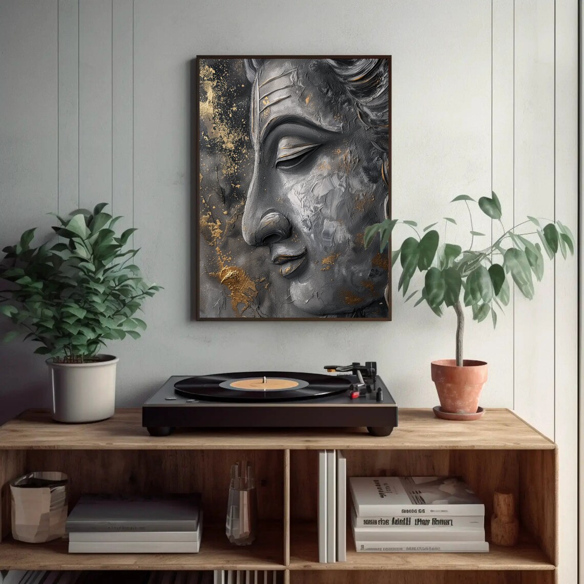Shiva Hindu God Profile Black Gold Abstract Spiritual Wall Art - Image 3