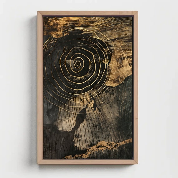 Bronze And Gold Wood Cut Pattern Wall Art Nordic Print Tree Ring Wall Art Rustic Print Farmhouse Wall Art Cottage Decor