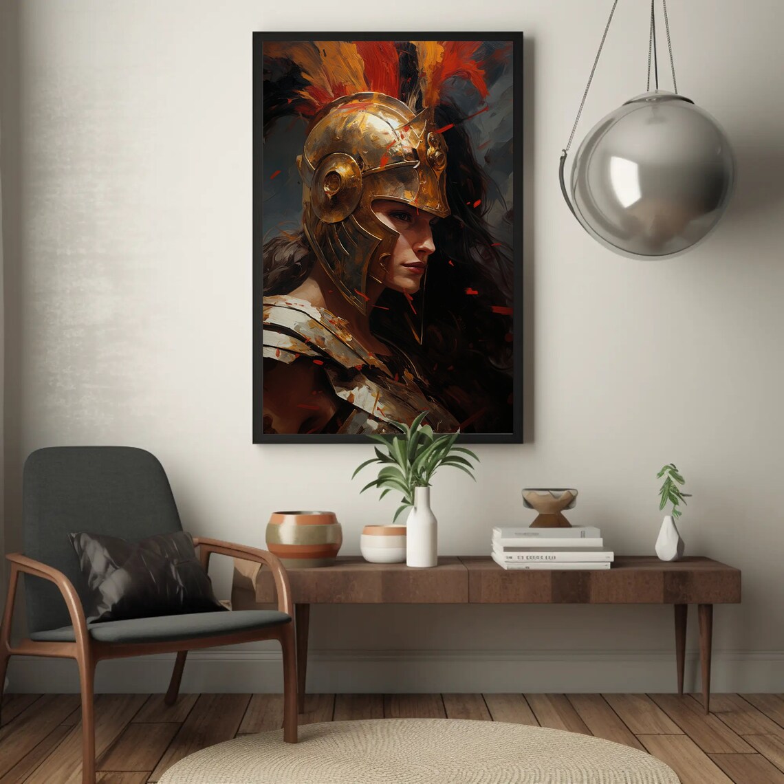 Athena Greek Goddess Warrior in Golden Helmet Portrait Poster - Image 4