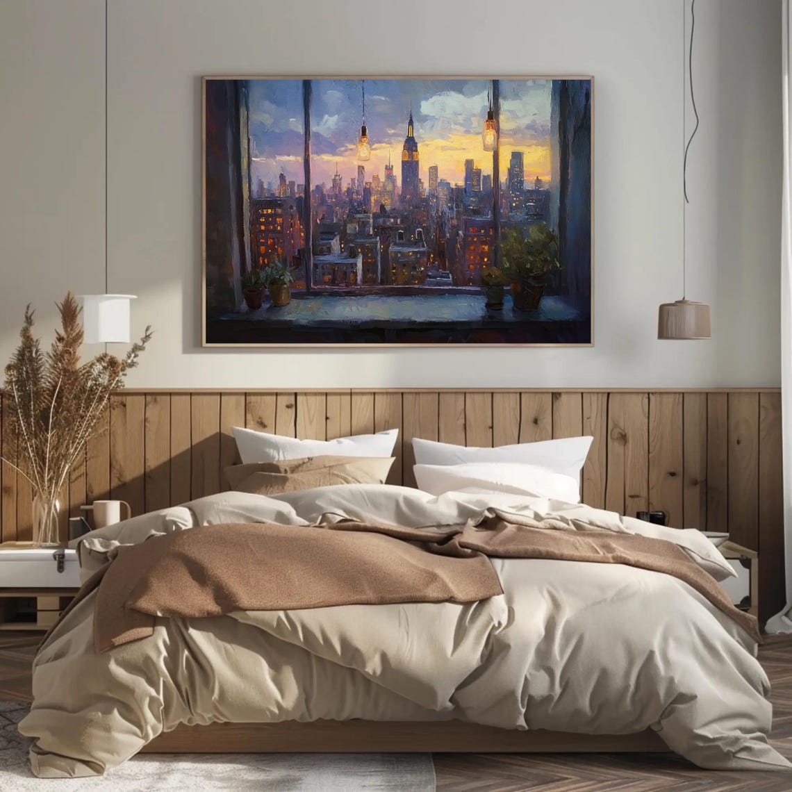 Empire State Building View Through A Cozy Window At Dusk Poster - Image 3