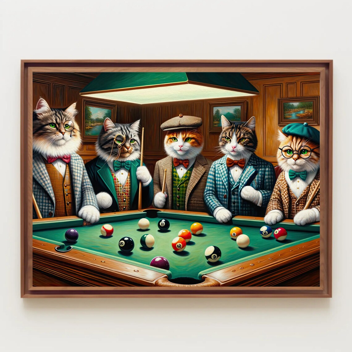 Cats Playing Pool Game Art Print, Funny Cat Decor - Image 3